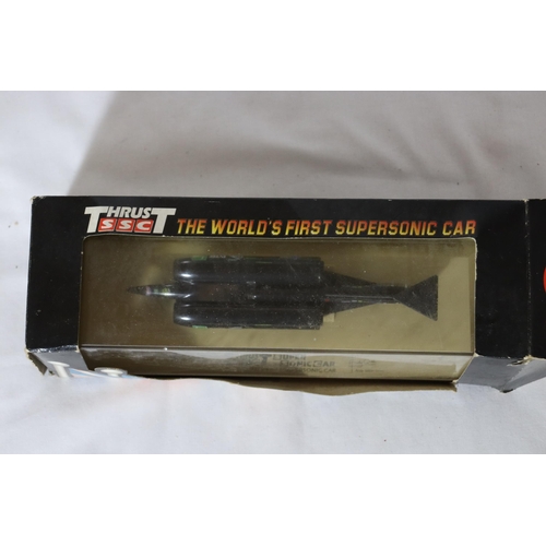 344 - A THRUST SSC SUPERSONIC CAR LESS MODEL SIGNED BY RICHARD NOBLE AND ANDY GREEN BNIB IN BOX