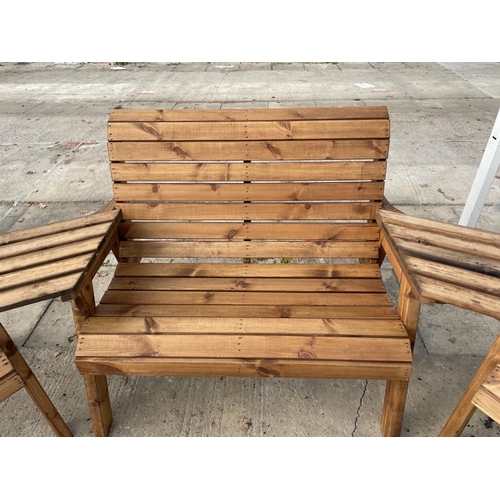 204 - AN AS NEW EX DISPLAY CHARLES TAYLOR GARDEN FURNITURE SET WITH ONE DOUBLE SEAT, TWO SINGLE CHAIRS AND... 