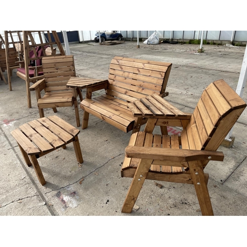 204 - AN AS NEW EX DISPLAY CHARLES TAYLOR GARDEN FURNITURE SET WITH ONE DOUBLE SEAT, TWO SINGLE CHAIRS AND... 