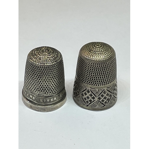 526 - TWO HALLMARKED BIRMINGHAM SILVER THIMBLES