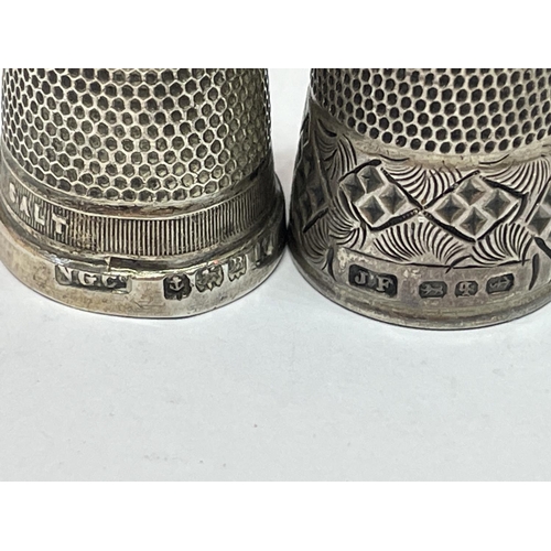 526 - TWO HALLMARKED BIRMINGHAM SILVER THIMBLES