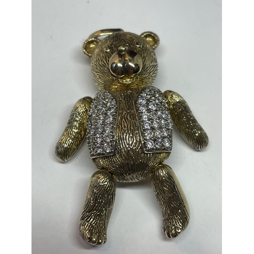 531 - A SWAROVSKI SILVER GILT AND CRYSTAL TEDDY IN A PRESENTATION BOX