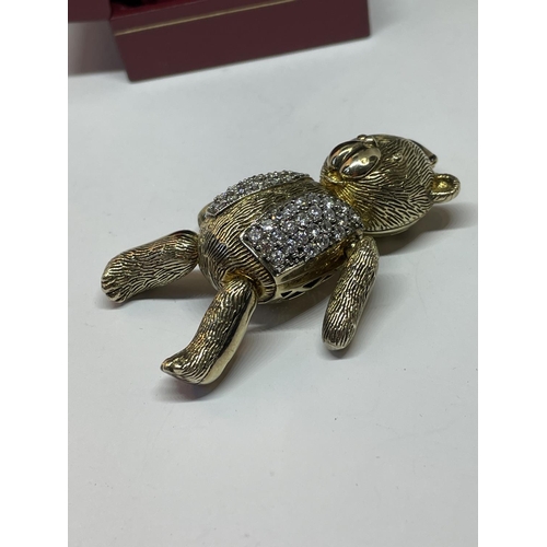 531 - A SWAROVSKI SILVER GILT AND CRYSTAL TEDDY IN A PRESENTATION BOX