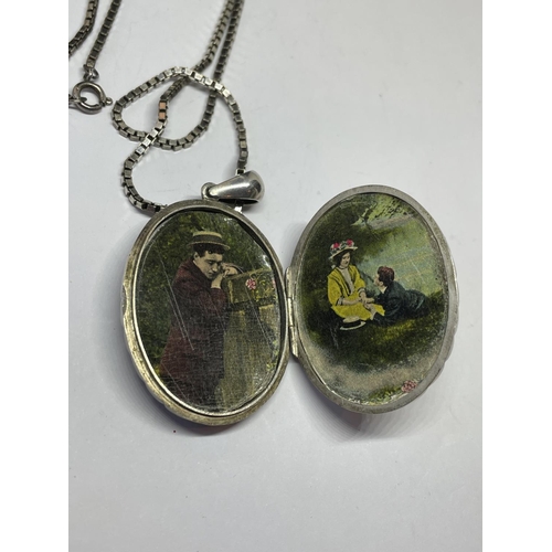 539 - A WWI SILVER LOCKET AND CHAIN