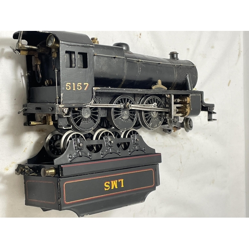 312 - A SCRATCH BUILT LIVE STEAM 30 MM GAUGE 4-6-0 MODEL RAILWAY LOCOMOTIVE AND TENDER NUMBER 5157 IN BLAC... 