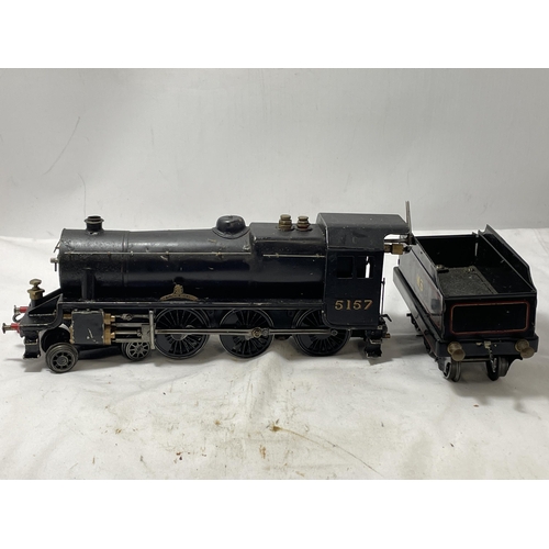 312 - A SCRATCH BUILT LIVE STEAM 30 MM GAUGE 4-6-0 MODEL RAILWAY LOCOMOTIVE AND TENDER NUMBER 5157 IN BLAC... 