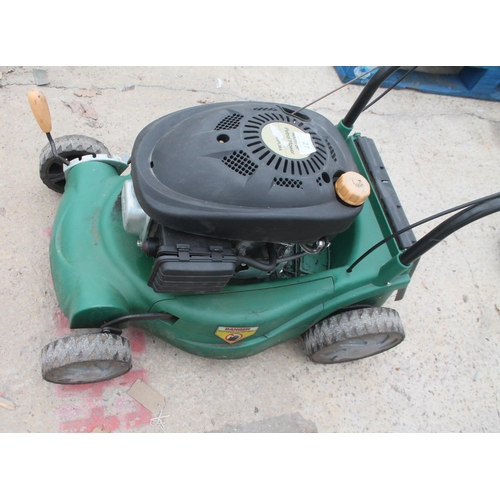 27 - POWER GREEN PETROL SELF PROPELLED   MOWER AND STRIMMER  NO VAT