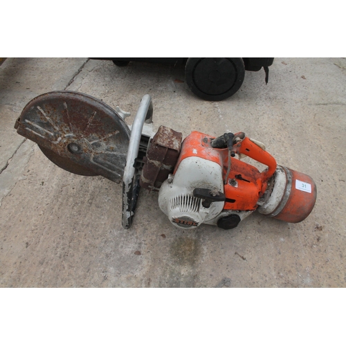 31 - A PETROL STIHL STONE CUTTER  NO VAT