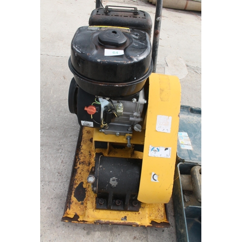 64 - STROKES YELLOW WACKER PLATE  NO VAT