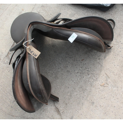 72 - WINTEC CHANGEABLE GULLET SADDLE WITH SAFETY STIRRUPS  NO VAT