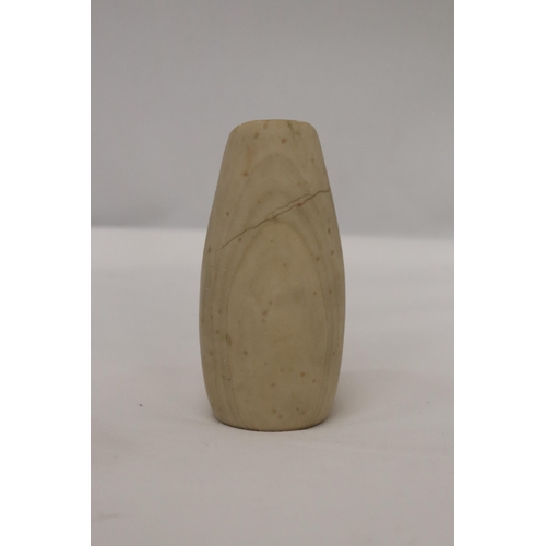 129 - A SMALL STONE CARVED RUSSIAN ARTEFACT, HEIGHT 12CM