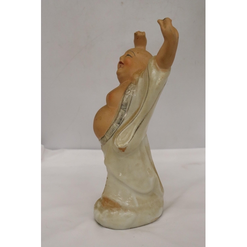 143 - A HEAVY CERAMIC BUDDAH FIGURE, HEIGHT 30CM