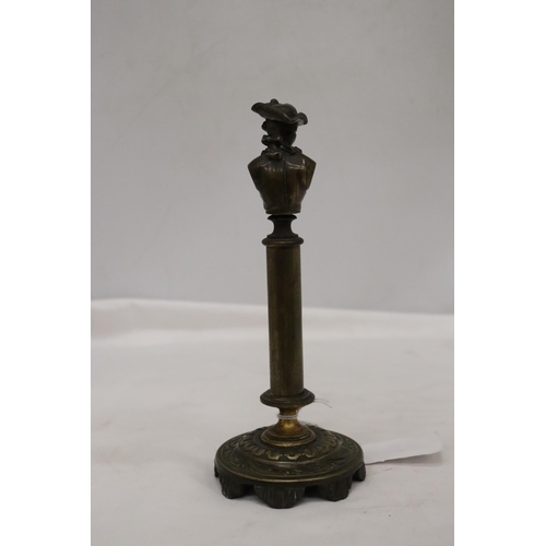158 - A VINTAGE FRENCH BRASS THERMOMETER, HEIGHT 20CM