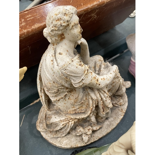 189 - A HEAVY CAST VICTORIAN LADY DOORSTOP, HEIGHT APPROX 26CM