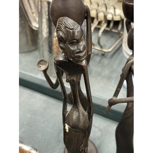 194 - THREE AFRICAN TRIBAL BRONZE FIGURES