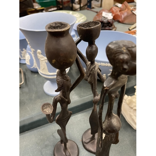 194 - THREE AFRICAN TRIBAL BRONZE FIGURES