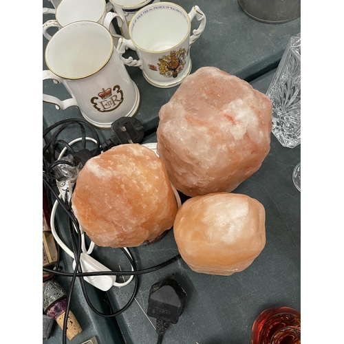 201 - THREE HIMALAYAN SALT LAMPS