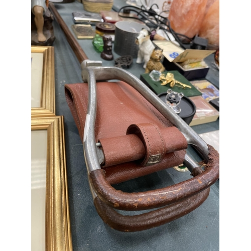 205 - A 'GAMEBIRD' SHOOTING STICK WITH LEATHER SEAT