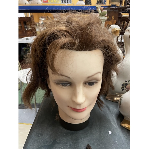 217 - TWO PARISIAN HAIRDRESSING HEADS, HEIGHT APPROX 28CM