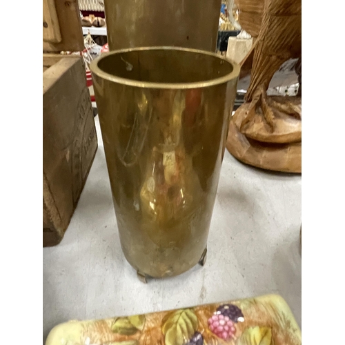 246 - TWO BRASS TRECH ART SHELL VASES, HEIGHTS 25CM AND 14CM