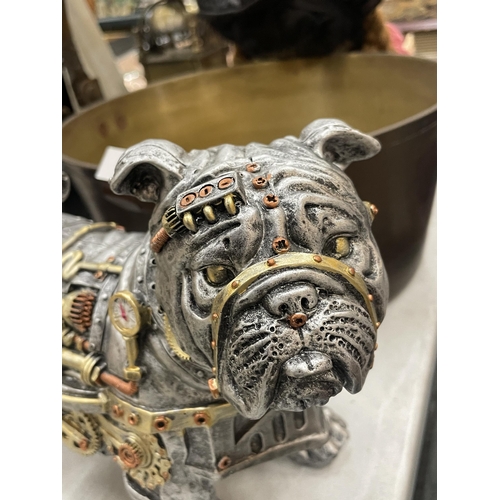 296 - A STEAMPUNK STYLE BULLDOG, HEIGHT 20CM, LENGTH 26CM