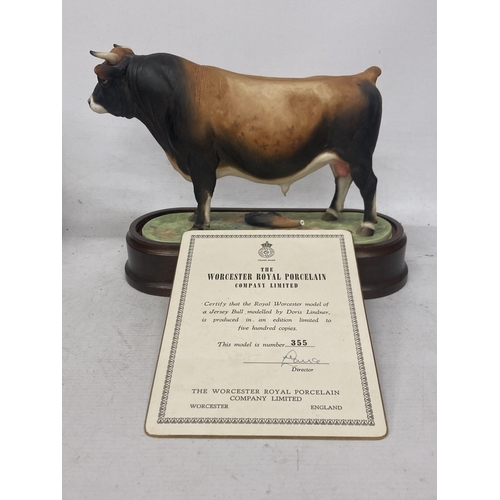 702 - A ROYAL WORCESTER MODEL OF A JERSEY BULL MODELLED BY DORIS LINDNER PRODUCED IN A LIMITED EDITION OF ... 