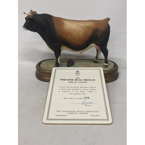 704 - A ROYAL WORCESTER MODEL OF A JERSEY BULL MODELLED BY DORIS LINDNER PRODUCED IN A LIMITED EDITION OF ... 