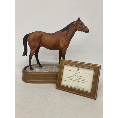 707 - A ROYAL WORCESTER MODEL OF RED RUM MODELLED BY DORIS LINDNER AND PRODUCED IN A LIMITED EDITION OF TW... 