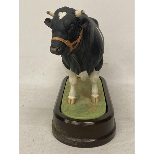 708 - A ROYAL WORCESTER MODEL OF A BRITISH FRESIAN BULL MODELLED BY DORIS LINDNER LIMITED EDITION - NO CER... 