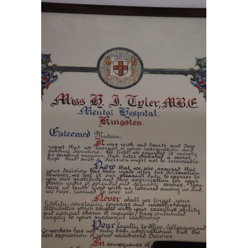 28 - A BOXED LADIES MBE WITH FRAMED PROVENANCE