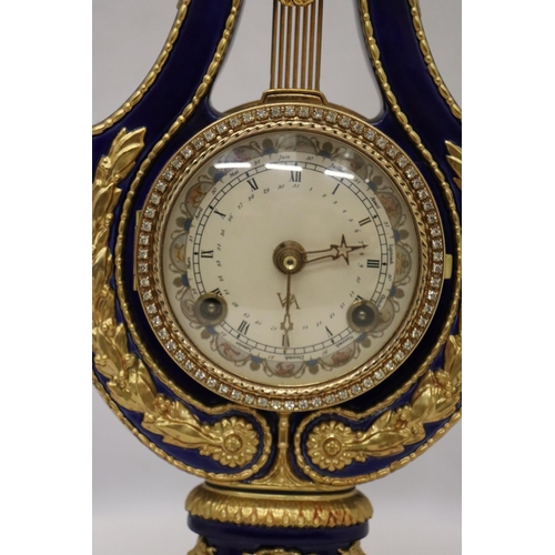 3 - A VICTORIA AND ALBERT MARIE ANTOINETTE STYLE SUN KING GILT METAL MOUNTED PORCELAIN MANTLE CLOCK WITH... 