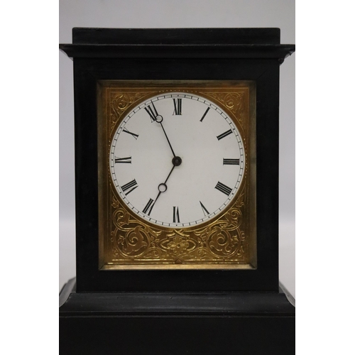 37 - A MID 19TH CENTURY MAHOGANY MANTLE CLOCK THE MOVEMENT SIGNED V.A.P. BREVETTE S.G.D.G NO 653