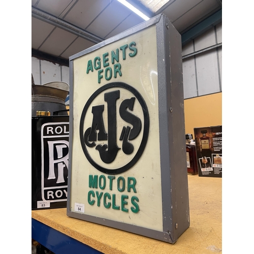 84 - AN ILLUMINATED AGENTS FOR AJS MOTOR CYCLES SIGN