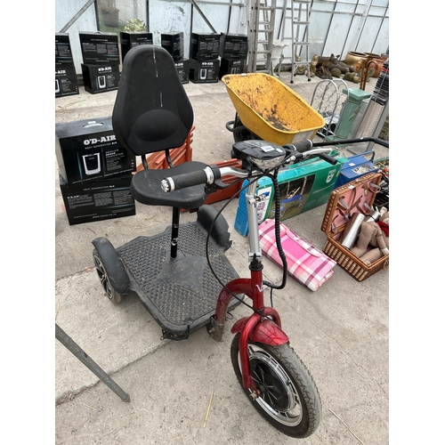 1859 - A VELECO THREE WHEELED MOBILITY SCOOTER WITH KEY AND CHARGER IN THE OFFICE