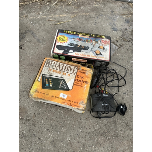 1863 - A BOXED BINATONE TV MASTER MARK IV AND AN ACETRONIC SPORTS ACTION TV GAME