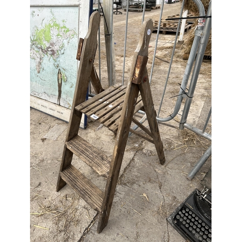 1865 - A VINTAGE TWO RUNG WOODEN STEP LADDER