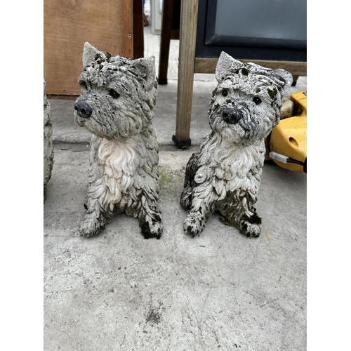 1897 - A PAIR OF CONCRETE WESTIE DOG FIGURES