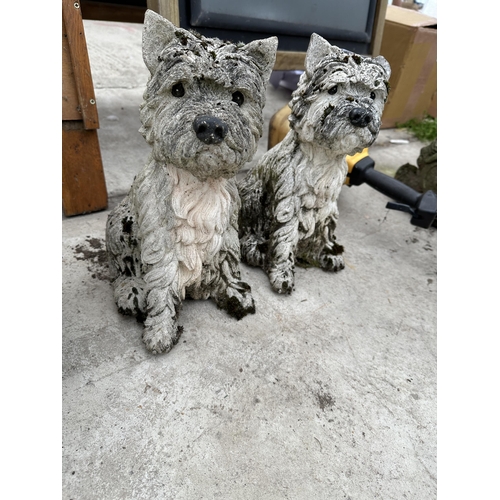 1897 - A PAIR OF CONCRETE WESTIE DOG FIGURES