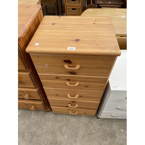 2673 - A PINE CHEST OF FIVE DRAWERS 19