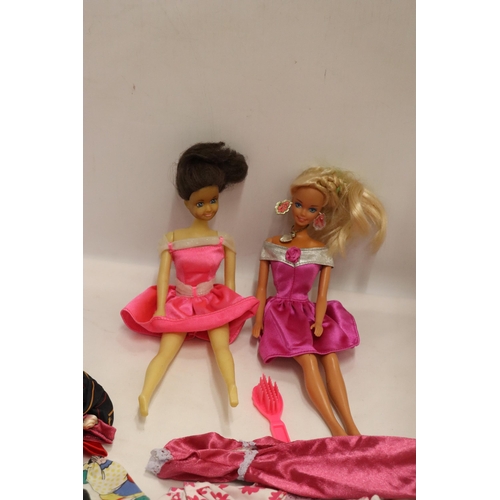 372 - TWO BARBIE STYLE DOLLS WITH VARIOUS OUTFITS