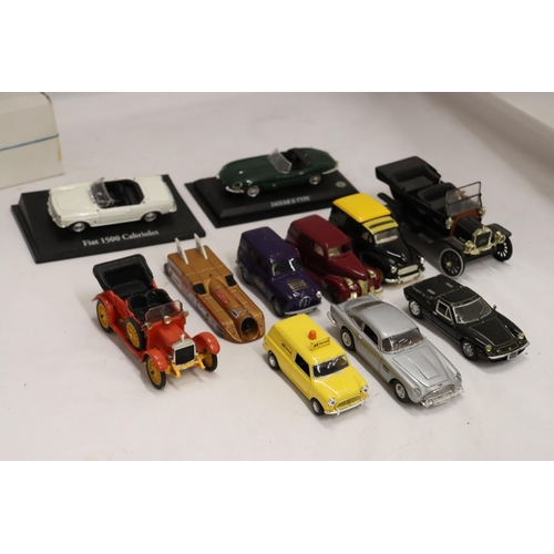 377 - TWELVE DIE-CAST MODEL CARS, MOSTLY 1/43 SCALE