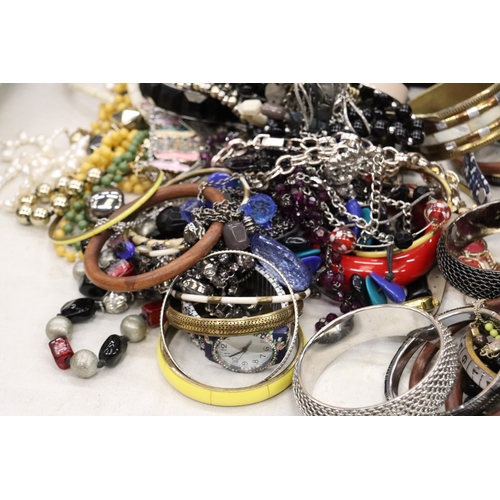 815 - A QUANTITY OF COSTUME JEWELLERY TO INCLUDE BANGLES,NECKLACES, WATCHES, ETC.,