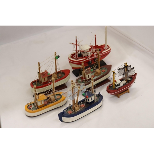 818 - SIX MODELS OF TRAWLER FISHING BOATS