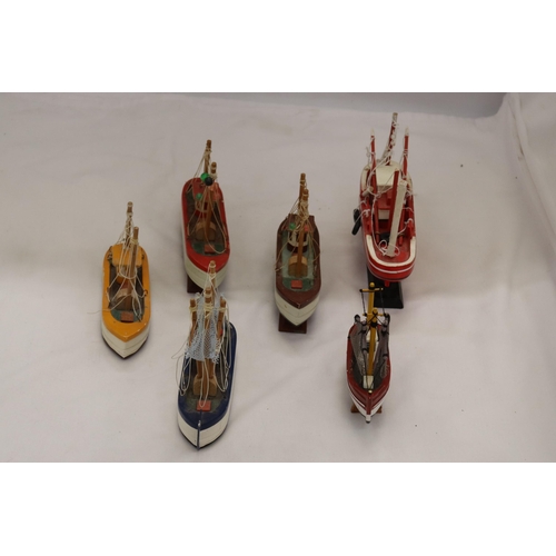 818 - SIX MODELS OF TRAWLER FISHING BOATS