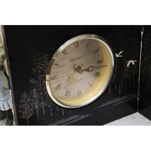 858 - SEVEN VINTAGE CLOCKS AND A BAROMETER