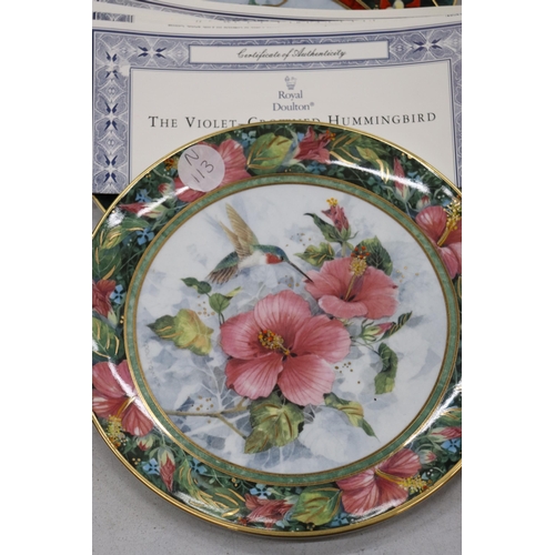 888 - A SET OF SIX, FRANKLIN MINT, HUMMINGBIRD LIMITED EDITION CABINET PLATES, MOST WITH C. O. A'S