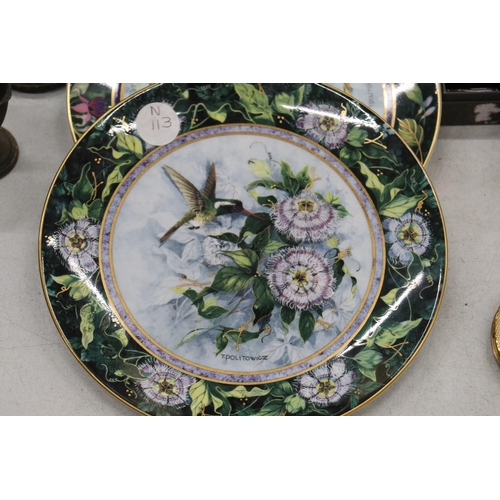 888 - A SET OF SIX, FRANKLIN MINT, HUMMINGBIRD LIMITED EDITION CABINET PLATES, MOST WITH C. O. A'S