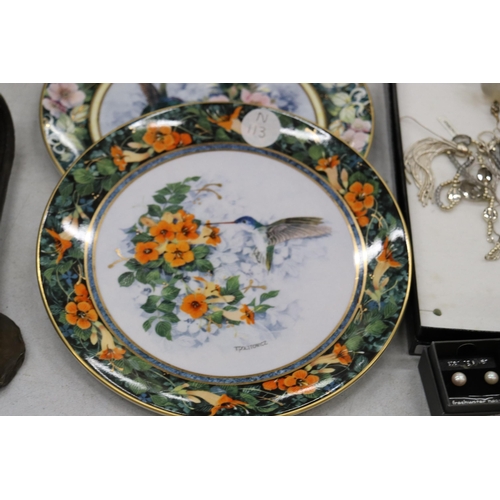 888 - A SET OF SIX, FRANKLIN MINT, HUMMINGBIRD LIMITED EDITION CABINET PLATES, MOST WITH C. O. A'S