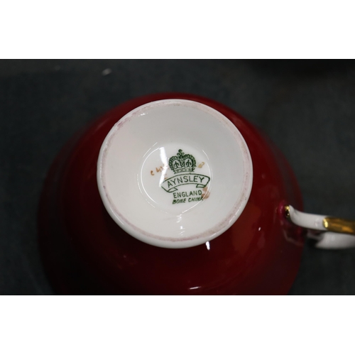 896 - A SIGNED, R EVERILL, LIME HOUSE STUDIO CUP AND SAUCER IN THE 'EVESHAM' PATTEN, TWO VINTAGE AYNSLEY C... 