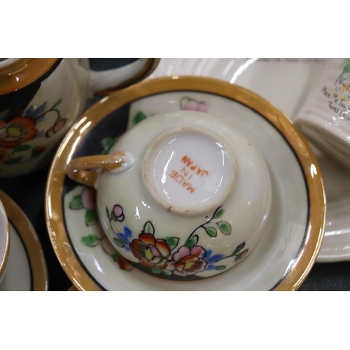 906 - AN ART DECO CHILD'S TEASET WITH CHILDREN'S CHARACTERS TO INCLUDE A TEAPOT, SUGAR BOWL, CREAM JUG, CU... 